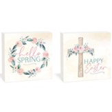 Hello Spring, Happy Easter Reversible Tabletop Plaque