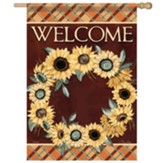 Welcome, Sunflower Wreath, Flag, Large