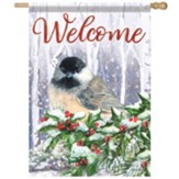Welcome, Holly Chickadee, Flag, Large