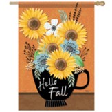 Hello Fall, Harvest Sunflower, Flag, Large