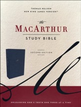 NKJV MacArthur Study Bible, Comfort Print--soft leather-look, navy blue
