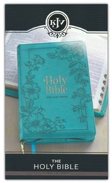 KJV Deluxe Gift Bible--soft leather-look, teal (indexed) with zipper