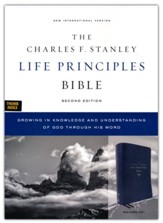 NIV Charles F. Stanley Life Principles Bible, 2nd Edition, Comfort Print--soft leather-look, blue (indexed)