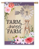 Farm Sweet Farm, Floral Windmill, Flag, Large