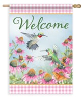 Welcome, Coneflowers & Hummingbirds, Large Flag