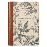 Amazing Grace, Classic Journal with zipper, Brown Cream Floral Printed