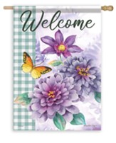 Welcome, Butterfly, Floral, Flag, Large
