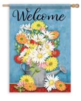 Welcome, Daisy Watering Can, Flag, Large