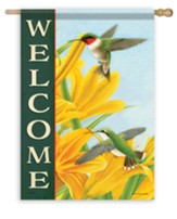 Welcome, Hummingbirds and Lilies, Flag, Large