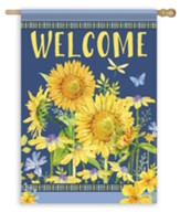 Welcome, Sunny Sunflowers, Flag, Large