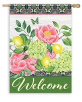Welcome, Fresh Floral, Flag, Large
