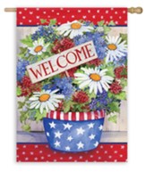 Welcome, Patriotic Flowers, Flag, Large