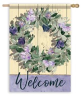 Welcome, Tulip Wreath, Flag, Large