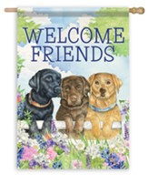 Welcome Friends, Dogs, Flag, Large