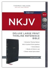 NKJV Large-Print Thinline Deluxe  Reference Bible, Comfort Print--soft leather-look, black