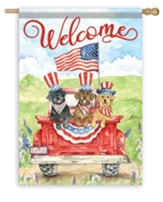 Welcome, Patriotic Pups, Flag, Large