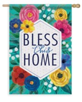 Bless This Home Floral, Large Flag