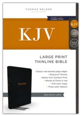 KJV Large-Print Thinline Bible--genuine leather, black