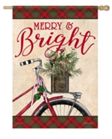 Merry & Bright, Bike, Large Flag