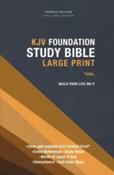 KJV Large-Print Foundation Study Bible--soft leather-look, brown