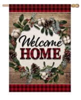 Welcome Home Cotton Wreath, Large Flag