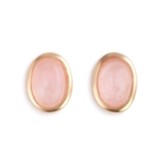 Round Rose Quartz Stone Earrings, Gold