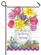 Welcome Spring, Easter Floral Garden Flag, Small