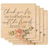 Thank You For The Food Before Us Maple Coasters, Set of 4