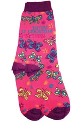 Butterfly Woven Socks, Pink