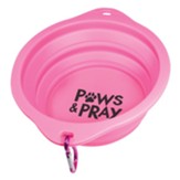 Paws And Pray Collapsible Pet Bowl, Pink