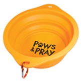 Paws And Pray Collapsible Pet Bowl, Orange