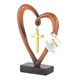 Heart Cross Figurine, Gold