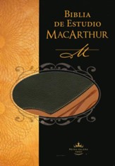 Biblia de estudio MacArthur RVR 1960, piel simil negra/marron claro (MacArthur Study Bible, Leathersoft Black/Tan)