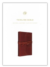 ESV Thinline Bible, Brown Natural Leather, Flap with Strap - Slightly Imperfect