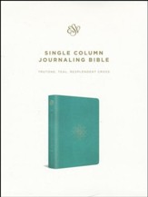 ESV Single Column Journaling Bible  (TruTone, Teal, Resplendent Cross Design), soft imitation leather - Slightly Imperfect