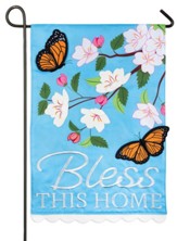 Butterfly Blessings, Bless This Home Applique Garden Flag, Small