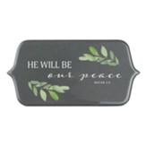 He Will Be Our Peace Ceramic Tile,. Grey