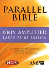 Amplified & NKJV Parallel Bible Bonded Leather, Black, Large Print - Slightly Imperfect