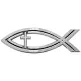 Fish With Cross Auto Emblem, Silver