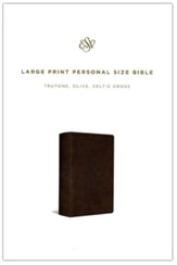 ESV Large-Print Personal-Size  Bible--soft leather-look, olive with Celtic cross design - Slightly Imperfect