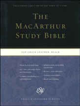 ESV MacArthur Study Bible--genuine  top grain leather, black - Slightly Imperfect