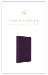 ESV Value Thinline Bible--soft leather-look, purple with ornament design