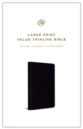 ESV Large-Print Value Thinline Bible--soft leather-look, lavender with filigree design