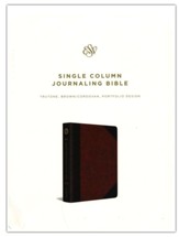 ESV Single-Column Journaling Bible--soft leather-look, brown/cordovan with portfolio design - Imperfectly Imprinted Bibles