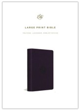ESV Large-Print Bible--soft leather-look, purple with emblem design