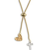 Heart and Cross Lariat Charm Necklace