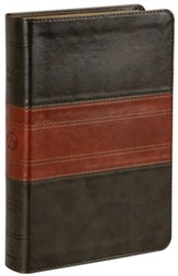ESV Large-Print Personal-Size Bible--soft leather-look, forest/tan with trail design