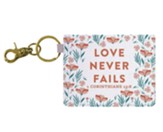 Love Never Fails, Keychain ID Case, Floral White