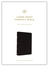 ESV Large-Print Compact Bible--buffalo leather, deep brown