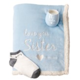 Love You Sister Giftset, Sherpa Blanket, Candle and Socks